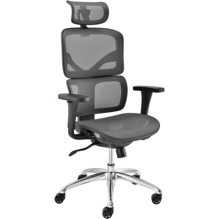 GLOBAL INDUSTRIAL Ergonomic Mesh Chair with Headrest, High Back, Gray 695544